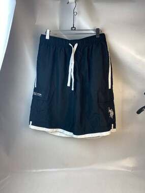 U.S. Polo Assn. Men's Cargo Swim Trunks Black with White Trim